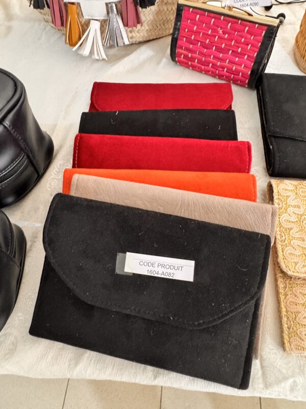 Elegant black felt pouch with flap.