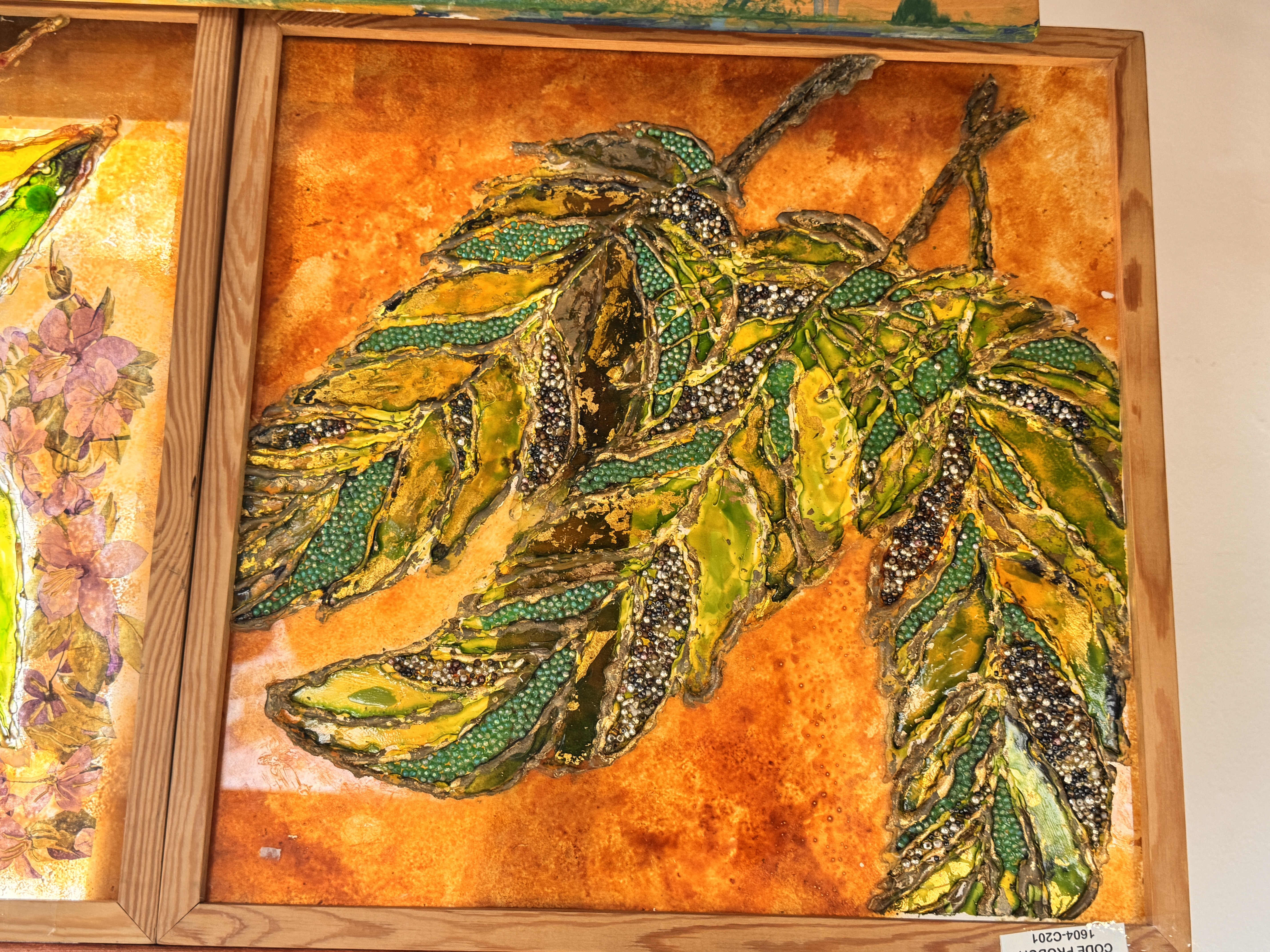 Relief leaf painting