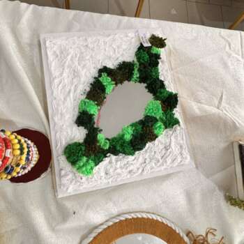 Miroir décoratif à couronne de laine