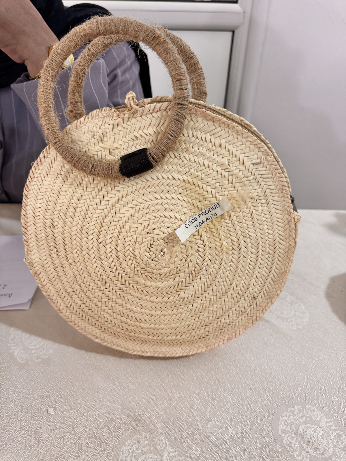 Sac rond en palmier à anses