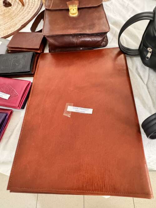 Porte-documents en cuir cognac