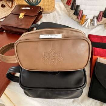 Sac bandoulière en cuir bicolore