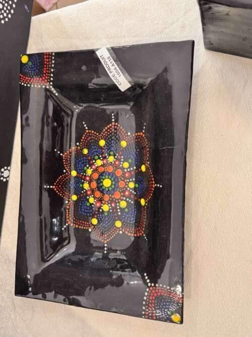 Plat en verre fusionné « Mandala »