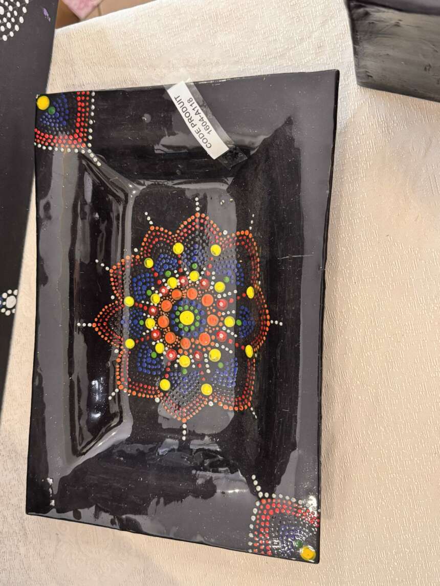 Plat en verre fusionné « Mandala »