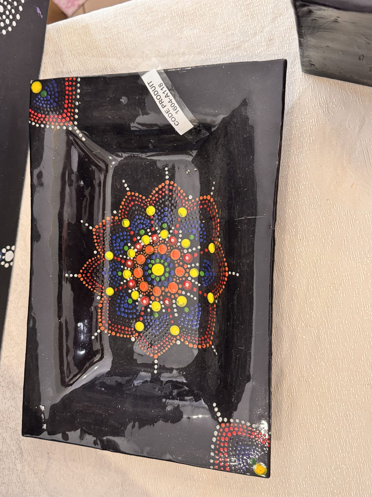 Plat en verre fusionné « Mandala »