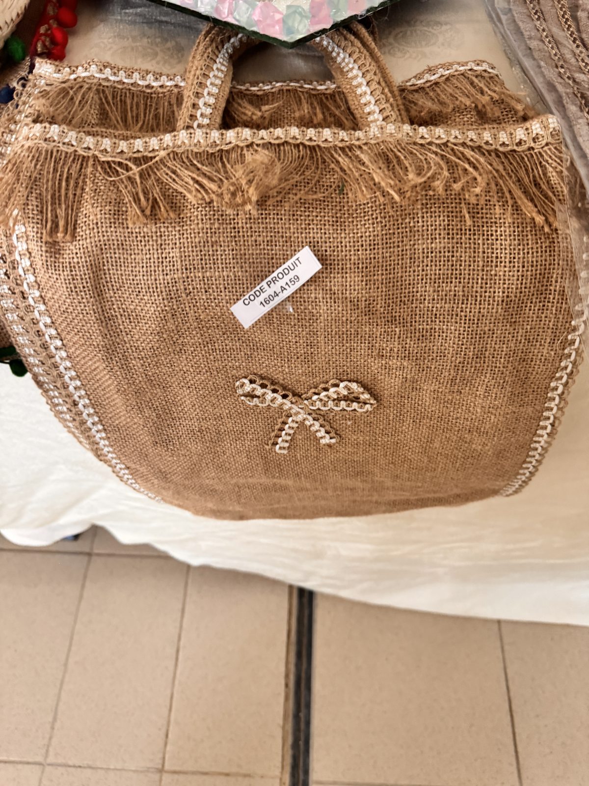 Sac en jute à nœud perlé