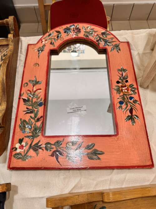 Miroir à cadre peint floral