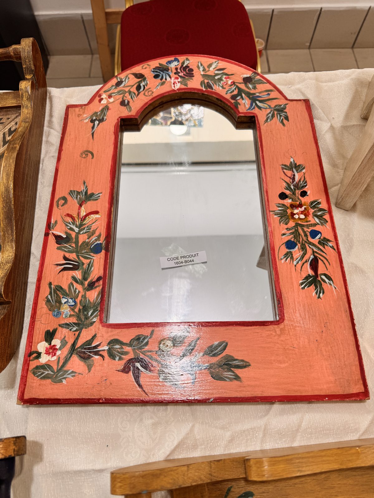 Miroir à cadre peint floral