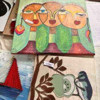 Toile peinte « Trois visages »