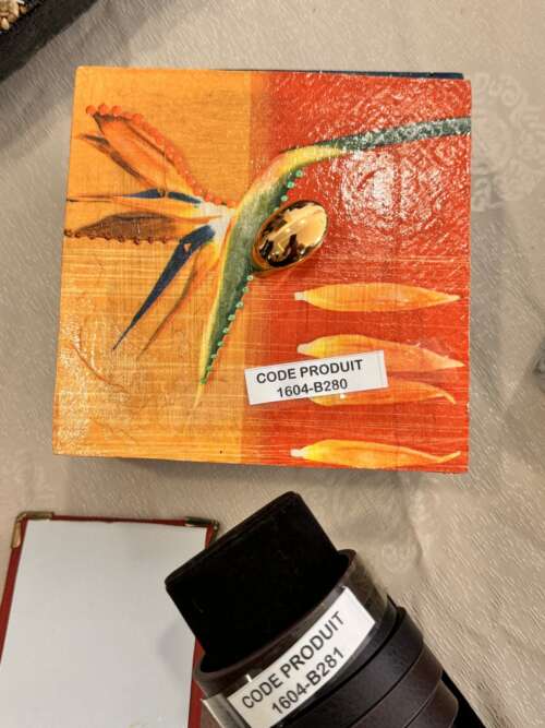 Tableau « Oiseau » sur fond orange