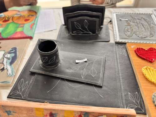 Set de table en cuir et rond de serviette