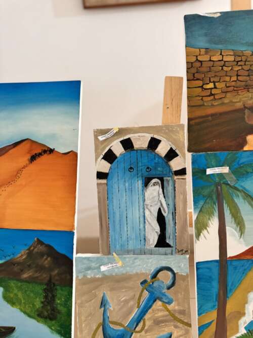 Toile « Ruelle et porte bleue »