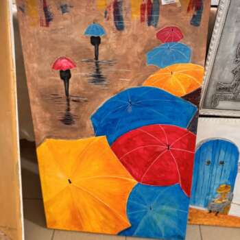 Toile « Parapluies sous la pluie »