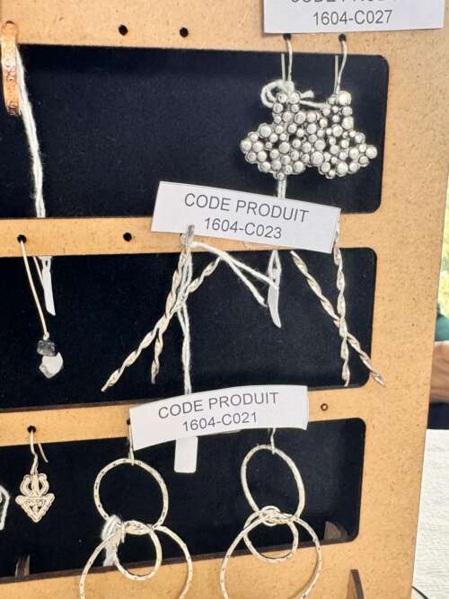 Boucles d'oreilles grappe de perles d'argent