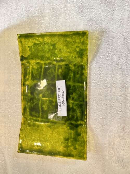 Plat rectangulaire en verre vert