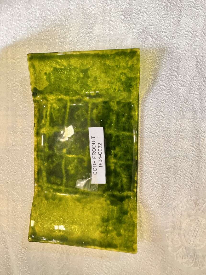 Plat rectangulaire en verre vert