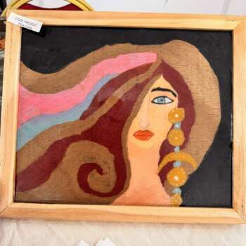 Tableau peint « Femme aux cheveux au vent »