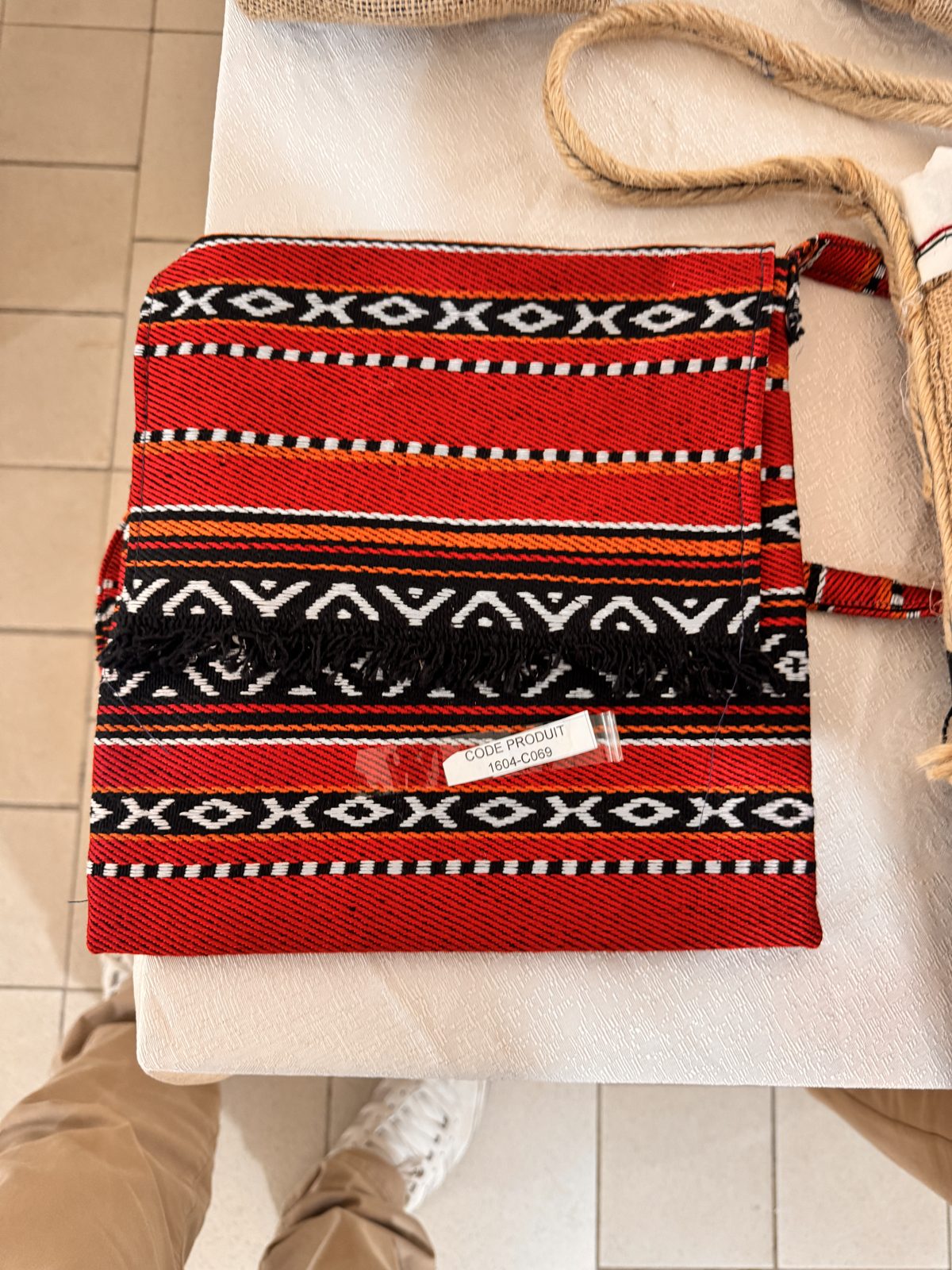 Sac bandoulière en kilim rouge