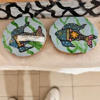 Dessous-de-verre en bois peint « Poissons »