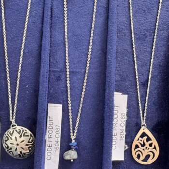 Collier en argent à médaillon rond diffuseur ajouré