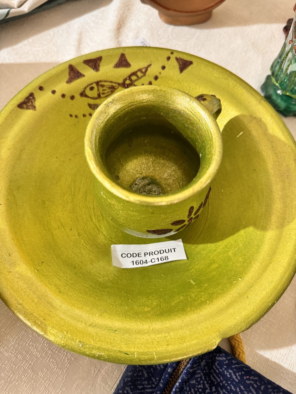 Bougeoir en céramique à motif poisson