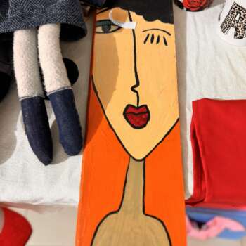 Tableau sur bois peint « Visage stylisé »