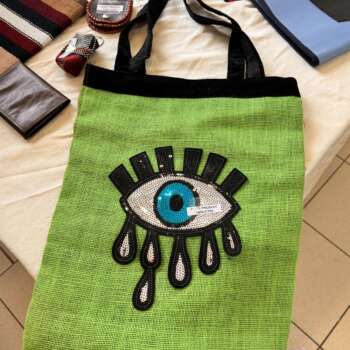 Sac en jute « Œil » brodé