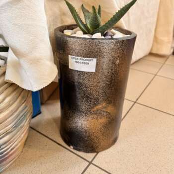 Cache-pot haut en céramique noire