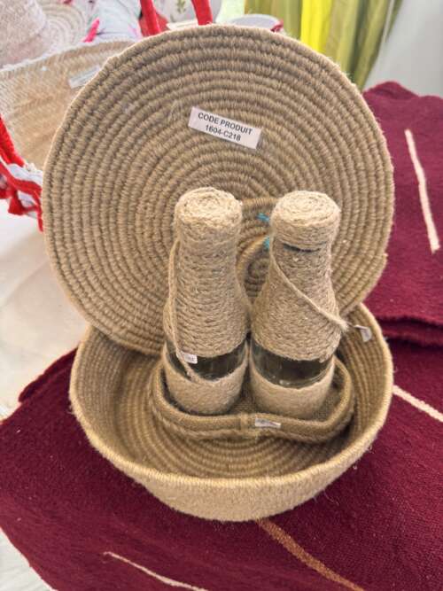 Corbeille en corde de jute