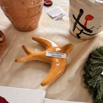 Oiseau et coupelle décoratifs en céramique