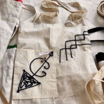Sac cabas en toile brodé berbère