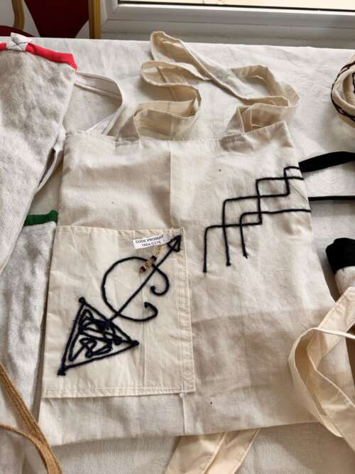 Sac cabas en toile brodé berbère