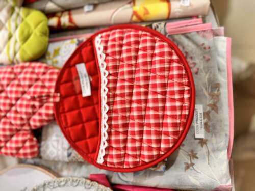 Set de cuisine matelassé vichy rouge
