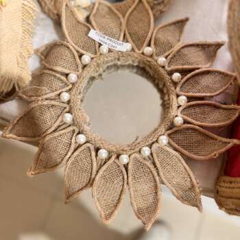 Miroir soleil en jute et perles
