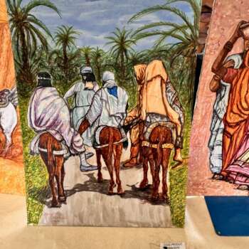 Tableau tissé « Halte des nomades »