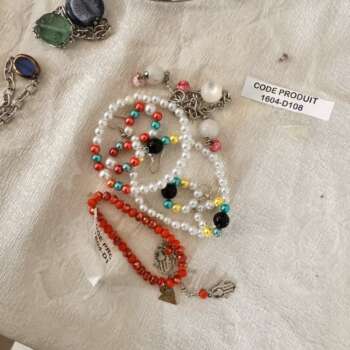 Parure collier et bracelet en perles multicolores