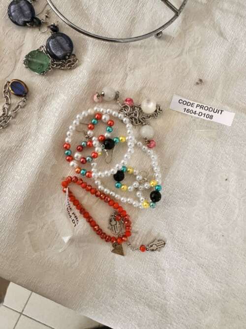 Parure collier et bracelet en perles multicolores